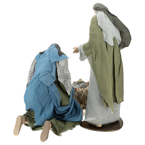 Nativity 120 cm in resin Shabby Chic style and green and gray fabric 6