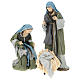 Nativity 60 cm resin Shabby Chic style with clothes made of green and gray gauze s1