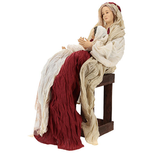 Country nativity 81 cm in resin Shabby Chic style with gauze clothes in various colors: ivory, red, blue 3