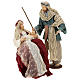 Country nativity 81 cm in resin Shabby Chic style with gauze clothes in various colors: ivory, red, blue s1