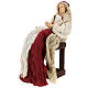 Country nativity 81 cm in resin Shabby Chic style with gauze clothes in various colors: ivory, red, blue s3