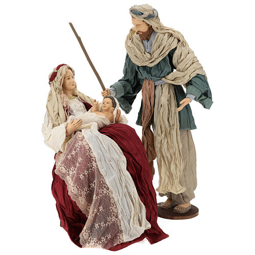 Holy Family statue 81 cm, Country style ivory red blue 1
