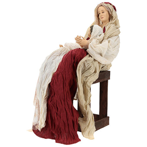 Holy Family statue 81 cm, Country style ivory red blue 3