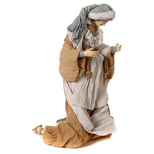 Nativity 80 cm Shabby Chic style in resin with gauze clothes in shades of beige 9