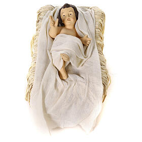 Holy Family set 80 cm, in resin with beige fabric