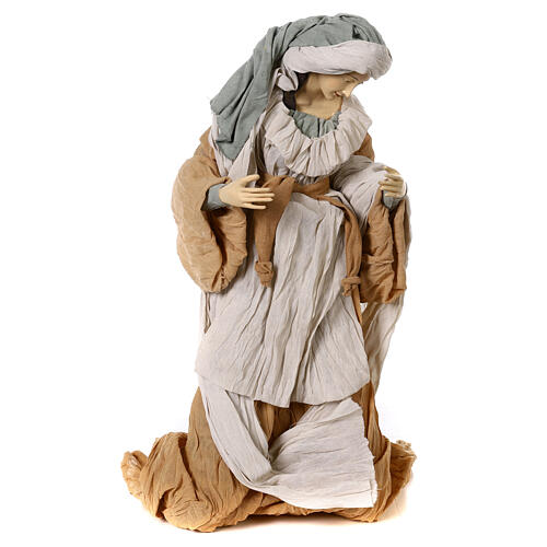 Holy Family set 80 cm, in resin with beige fabric 3