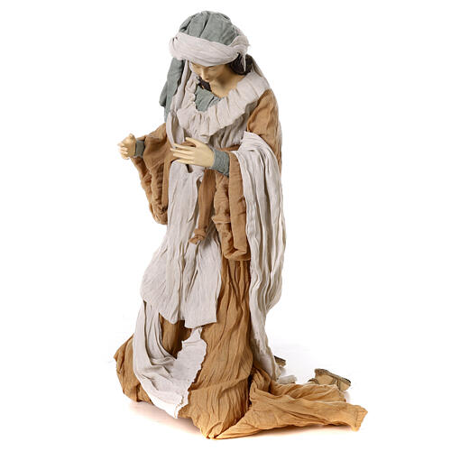 Holy Family set 80 cm, in resin with beige fabric 6