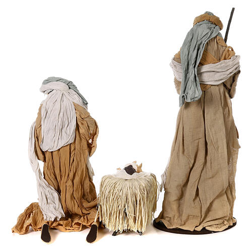 Holy Family set 80 cm, in resin with beige fabric 11