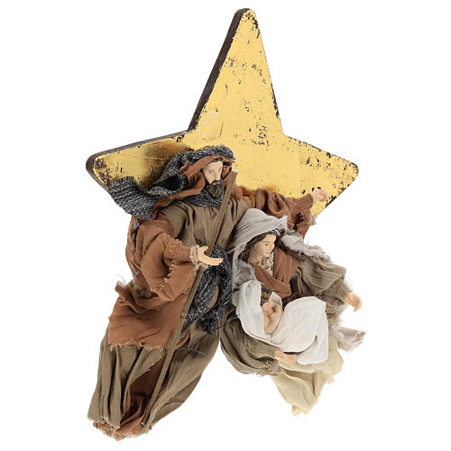 Nativity 30 cm Shabby Chic style in resin and fabric on background with star 3