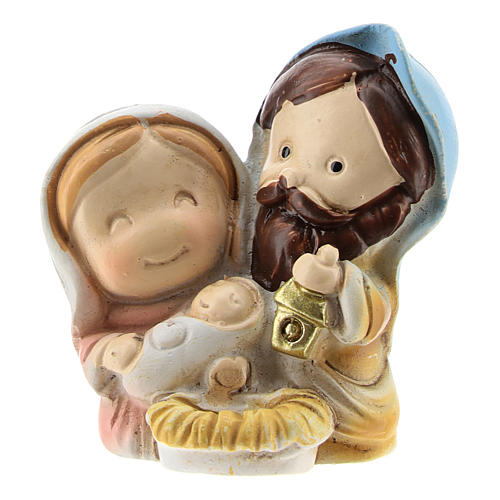 Holy Family in colored resin 4x2x4 cm childrens line 1