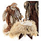 Nativity 35 cm resin with dresses made of bronze and burgundy cloth, Shabby Chic style s2