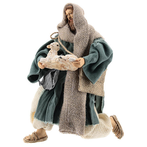 Kneeling shepherd with blue, Shabby Chic style, 30 cm 1