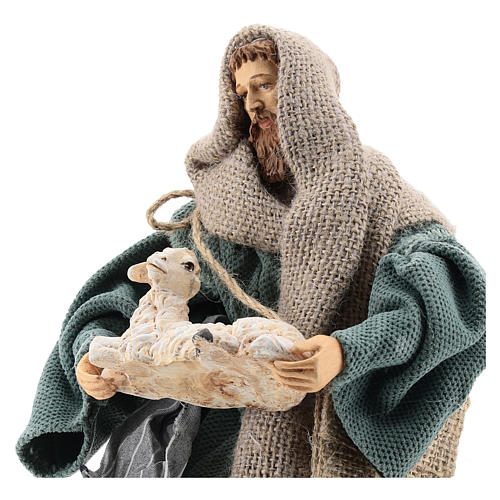 Kneeling shepherd with blue, Shabby Chic style, 30 cm 2