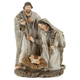 Geburt von Jesus Figuren aus Harz in beige mit Glitzer, 15 cm