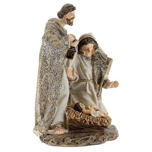 Natività resina crema e glitter 15 cm 3