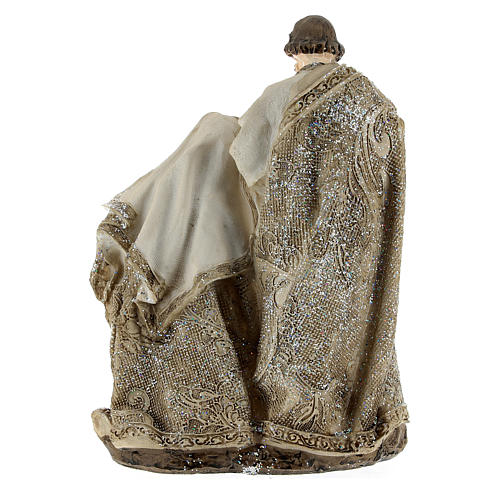 Natività resina crema e glitter 15 cm 4