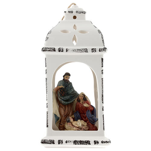 Lantern in resin with Holy Family 25 cm 1