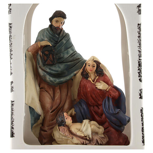 Lantern in resin with Holy Family 25 cm 2