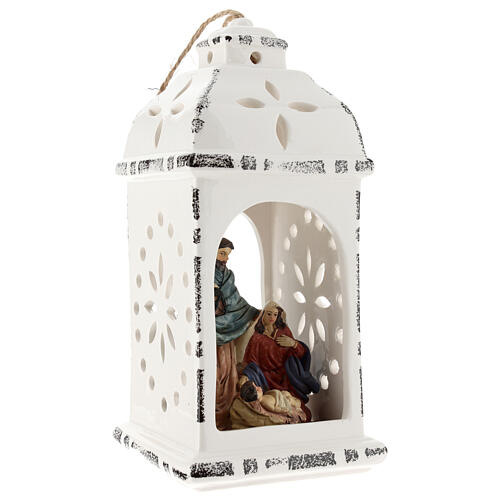 Lantern in resin with Holy Family 25 cm 4