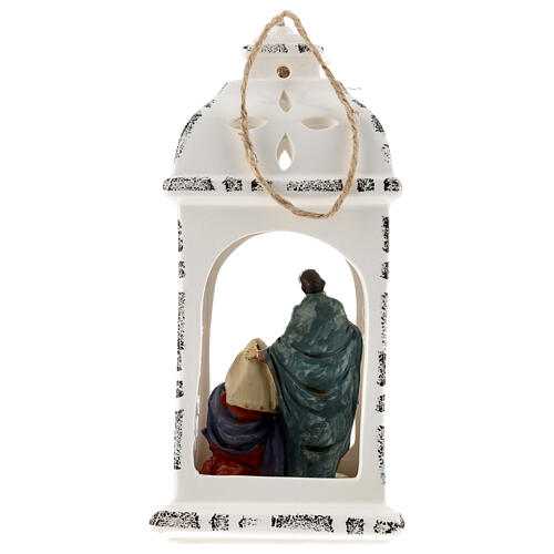 Lantern in resin with Holy Family 25 cm 5