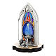 Nativity scene with gothic stained glass and wood base 8 cm s2