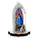 Holy Family with gothic window on wooden base 8 cm s3
