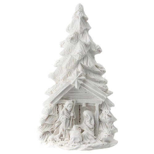 Sapin Noël Nativité résine blanche 10 cm 1
