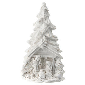 Christmas tree with Nativity Scene white, 10 cm