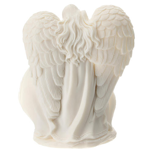 Nativity in white resin with angel 15 cm 3