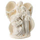 Nativity in white resin with angel 15 cm s1