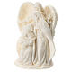 Nativity in white resin with angel 15 cm s2