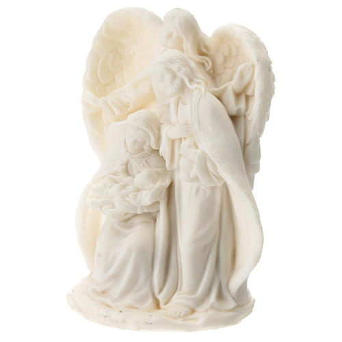 Holy Family white resin with Angel, 15 cm 2