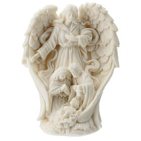 Holy Family statue with Angel in white resin, 10 cm