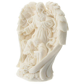 Holy Family statue with Angel in white resin, 10 cm