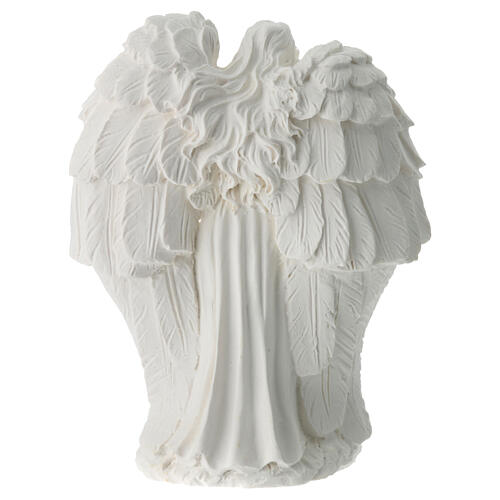 Holy Family statue with Angel in white resin, 10 cm 4