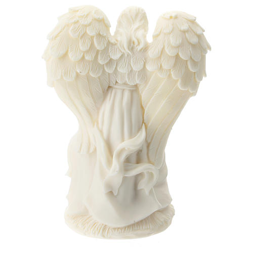 Nativity and Angel in white resin 10 cm 3