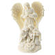 Nativity and Angel in white resin 10 cm s1