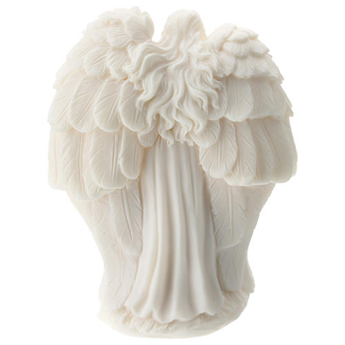 Holy Family with angel in white resin 10 cm 3