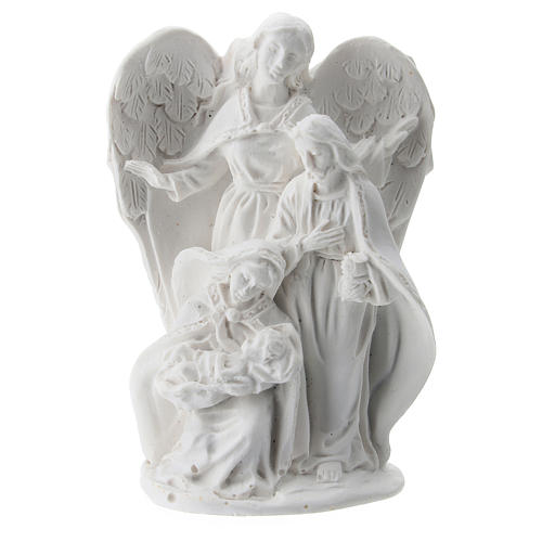 Sacred Family protected by Angel, in resin 5 cm 1