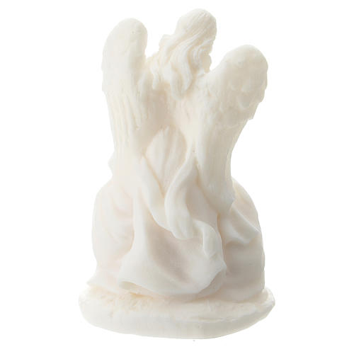 Anjo e Sagrada Família 5 cm resina branca 2