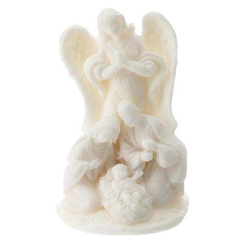 Angel and Sacred Family, 5 cm in white resin 1