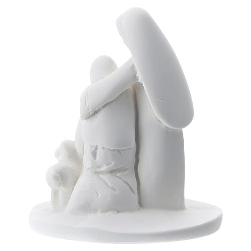 Statuette mother and son white resin 5 cm 2