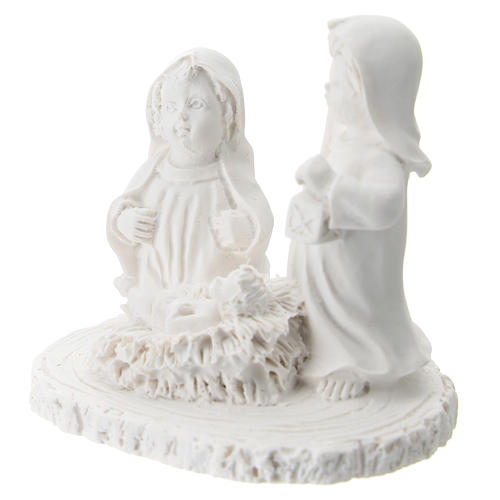 Children Nativity Scene, in white resin 5 cm 2