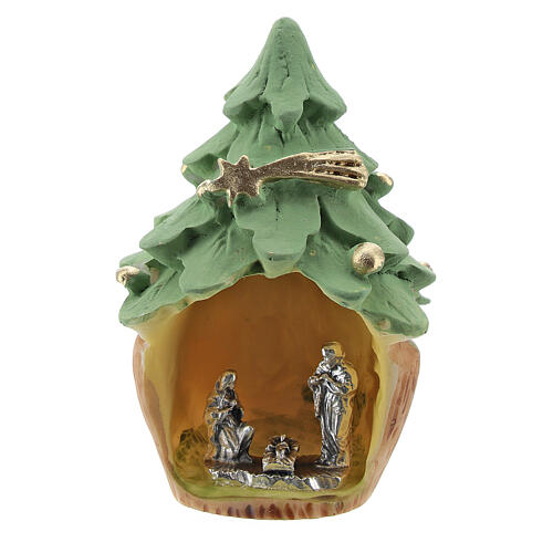 Christmas tree in resin with Nativity 5 cm 1