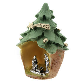Christmas tree with mini Nativity, 5 cm in metal and resin