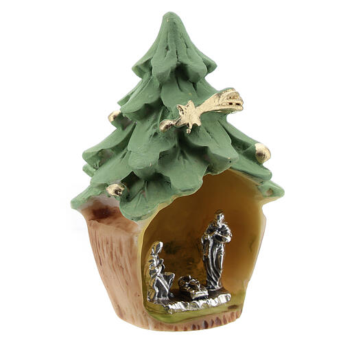 Christmas tree with mini Nativity, 5 cm in metal and resin 3