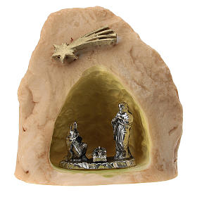 Rock with Nativity scene metal with niche, 5 cm