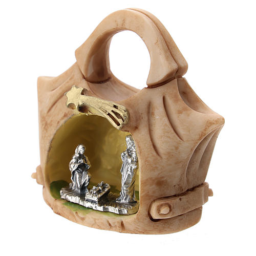 Bag in resin with Sacred Family metal, 5 cm 2