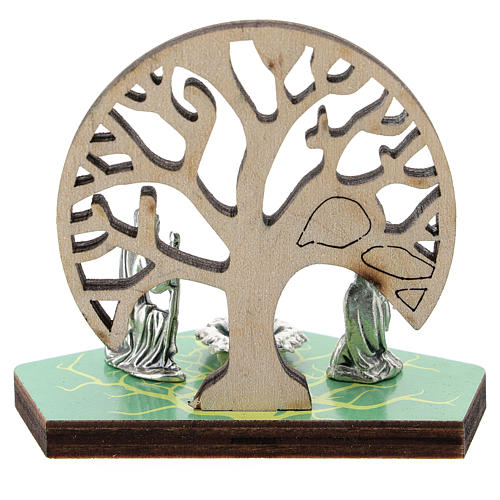 Nativité métal avec Arbre de la Vie bois imprimé 5 cm 3