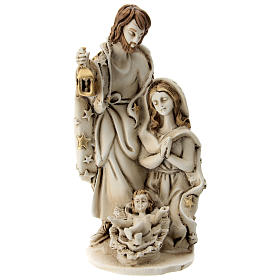 Holy Family statue in resin with stars, 15 cm